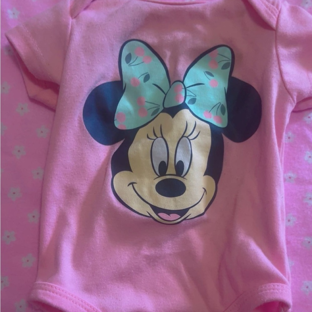 Disney Minnie Mouse Pink and Mint Bodysuit